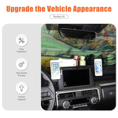 Daeiclru Dashboard Storage Box Organizer Compatible with Toyota Tacoma 2024 2025+, Center Console Dash Tray Dashboard Storage Box Organizer with Cell Phone Holder (Only Fit 8-inch Screen)