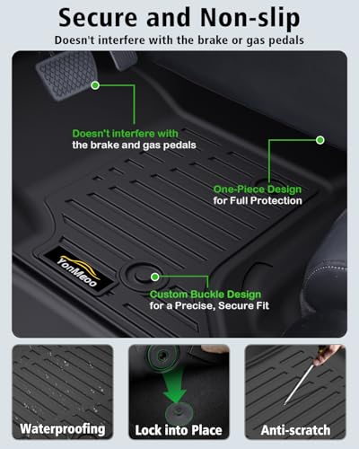Floor Mats for 2014-2018 Chevy Silverado/GMC Sierra 1500 Crew Cab & 2015-2019 Silverado/Sierra 2500 HD/3500 HD Crew Cab,All Weather TPE Floor Liners Custom Fit for Chevy Silverado Full Set Car Mats - size: for 2014-2018 Chevy Silverado Floor Mats
