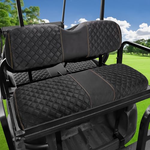 1680D Oxford Cloth Golf Cart Rear Seat Cover Universal for Club Car DS Precedent EZGO RXV TXT Yamaha G16 G29 Drive Aftermarket Back Seat Kit, No Stapler Required