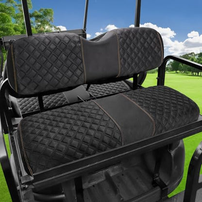 1680D Oxford Cloth Golf Cart Rear Seat Cover Universal for Club Car DS Precedent EZGO RXV TXT Yamaha G16 G29 Drive Aftermarket Back Seat Kit, No Stapler Required
