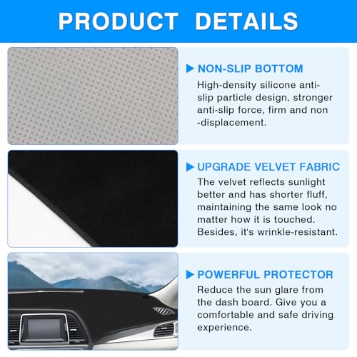 Autorder Dashboard Cover Mat for Hyundai Sonata 2015-2019 Accessories Dash Cover Upgrade Velvet Dash Mat Sunshade Glare UV Rays Protector - size: 2015-2019 Hyundai Sonata