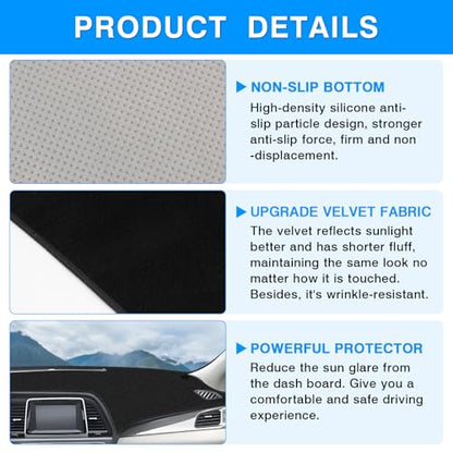 Autorder Dashboard Cover Mat for Hyundai Sonata 2015-2019 Accessories Dash Cover Upgrade Velvet Dash Mat Sunshade Glare UV Rays Protector - size: 2015-2019 Hyundai Sonata