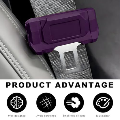 2 PCS Car Seat Belt Buckle Covers, Anti-Scratch Silicone Auto Seatbelt Clips Protector, Universal Seat Belt Buckle Protective Sleeve for SUVs Vans Trucks, Car Accessories (Purple) - color: Purple