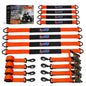 2'' x 96'' Car Trailer Tie Down Straps with Snap Hook for Trailers Heavy Duty, 10,000 lbs Break Strength, 4-Pack Steel Ratchet, 4 Adjustable Car Hauler Straps, 4 Axle Straps - color: Orange