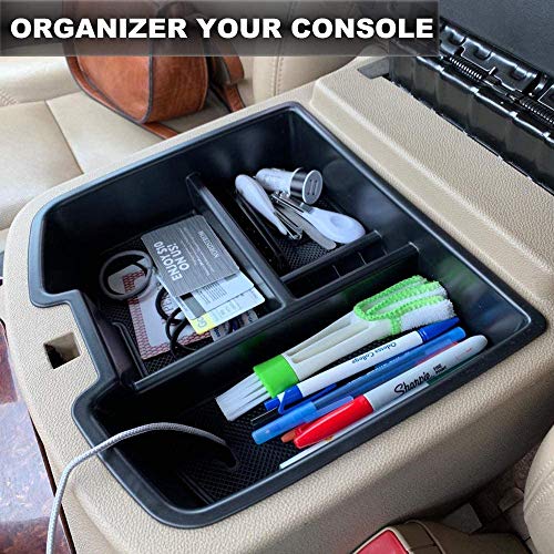 Center Console Organizer Tray Compatible with GMC Sierra 1500 Chevy Silverado Suburban 2500 Avalanche 07-13 Accessory 07-14 Sierra 2500 3500 Yukon Silverado 2500 3500 Suburban 1500 Tahoe, Red - color: Red