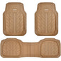 CAR PASS Tire Tread DeepDish Rubber Floor Mats for car Heavy Duty car mats All Weather, Universal XL~M Trim to Fit for Truck SUV Vehicle Automotive, Waterproof car mats 3 piece Solid Beige - color: All Beige