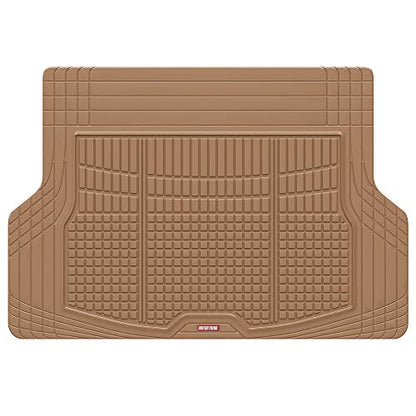 Motor Trend FlexTough Beige Floor Mats for Cars & Cargo Mat Full Set - All Weather Front & Rear Rubber Automotive Floor Mats & Cargo Liner for SUV, Car, & Van - Interior Trunk Mat & Floor Cover