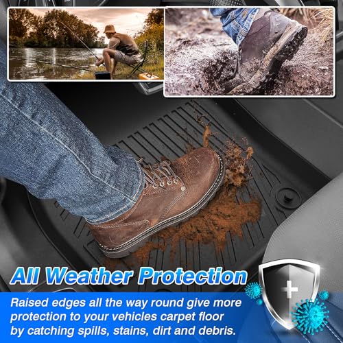 Cartist Floor Mats for 2019-2026 Chevy Silverado/GMC Sierra 1500, 2020-2026 2500 HD/3500 HD Crew Cab, All Weather Floor Liners for Silverado Accessories, Heavy Duty TPE Car Mats, Car Accessories - size: 1)Chevy Silverado 1500 19+