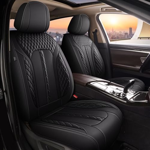AOMSAZTO Car Seat Cover Custom Fit for Honda Ridgeline 2006-2014 & 2024-2025 Leather Vehicle Cushions Cover Seat Protector Automotive Full Set 5 Seats Covers Waterproof Compatible Airbag(Black) - color: #086 Black, size: 2006-2014&2024-2025-5 seat covers