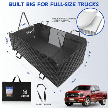Truck Dog Seat Cover Back Seat, Hard Bottom Dog Hammock for Car, Waterproof XL Large Soft Pet Extender Travel Bed Supports 400lbs, Durable Platform Protector Full Size Crew Cab Rear Seat