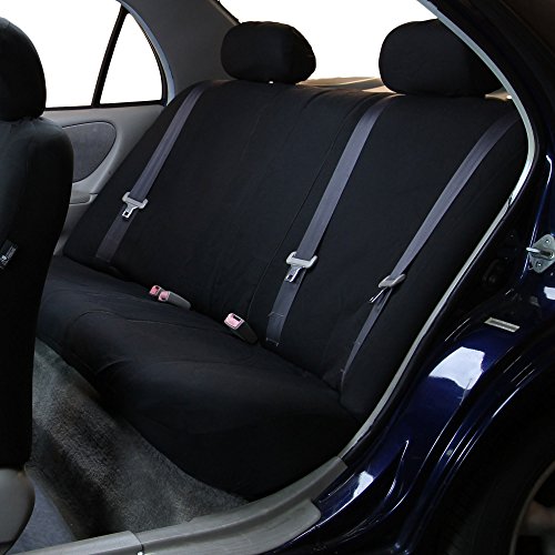 FH Group Stylish Full Set Car Set Covers Front Set and Rear Split Function, Airbag Compatible – Universal Fit for Cars Trucks & SUVs (Solid Black) - color: Black