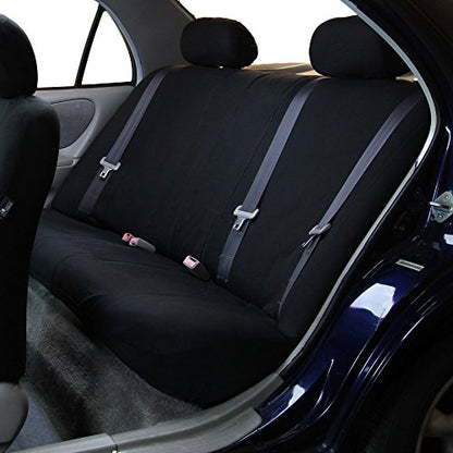 FH Group Flat Cloth Full Set Car Seat Covers Three Row 7 Seater - Universal Fit for Cars, Trucks & SUVs (Solid Black) - color: Black