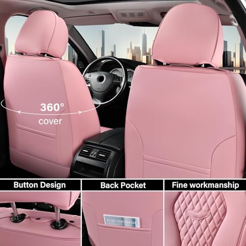 Coverado Car Seat Covers Full Set, Pink Seat Covers, Waterproof Car Seat Cover, Car Seat Cushion, Car Seat Covers Front Seats Back Seat Covers, Car Seat Protector Universal Fit Most Cars - color: Pink, size: FullSet