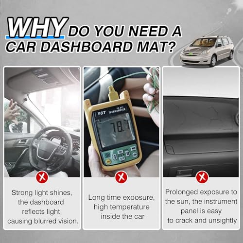 Cartist Dash Cover for Toyota Sienna 2004 2005 2006 2007 2008 2009 2010 Dashboard Cover Mat Non-Slip Pad Carpet Sunshield Protector - size: 60*33(Toyota Sienna 2004-2010)