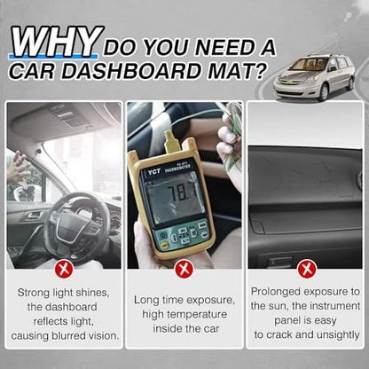 Cartist Dash Cover for Toyota Sienna 2004 2005 2006 2007 2008 2009 2010 Dashboard Cover Mat Non-Slip Pad Carpet Sunshield Protector - size: 60*33(Toyota Sienna 2004-2010)