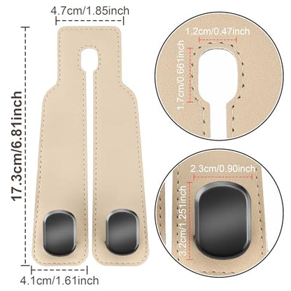 Amelity Universal Car Headrest Hooks, Women’s Car Interior Accessories for Purses Handbags Grocery & Backpacks, Beige 2 Pack - color: Beige