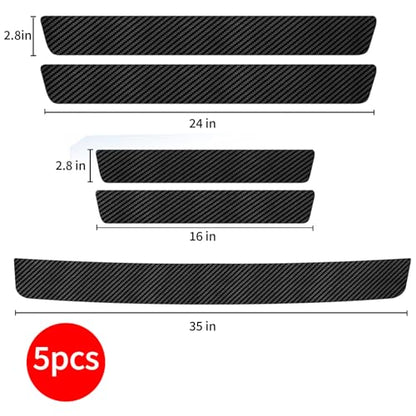 Door Sill Protector, Carbon Fiber Texture Waterproof Scratch Resistant Car Door Protector, Enhances Vehicle Aesthetics, Car Door Sills and Car Trim, Universal Fit for All Vehicle Models (10PCS)