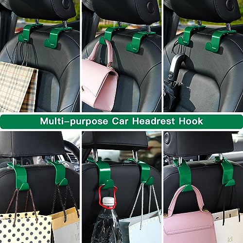 Soleebee 4 Pack Car Headrest Hooks - Universal Auto Hooks, Back Seat Hangers, Storage Organizer (Green) - color: Green