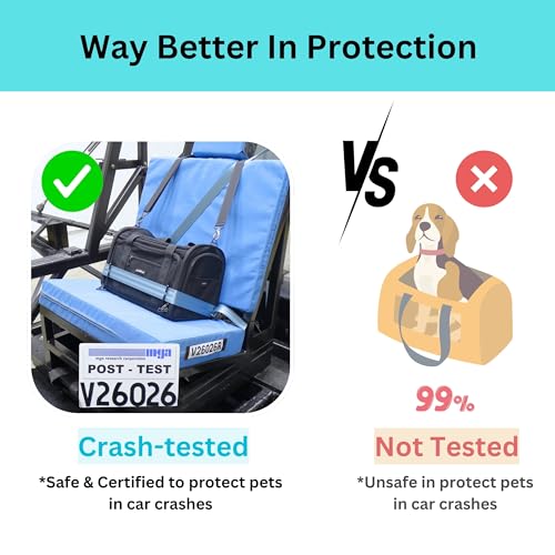 Crash-Tested Dog Carrier Airline Approved | 3-in-1 Lab-Tested Cat Car Seat, TSA Airline Approved Cat Carrier Soft, Expandable Dog Carriers for Small Dogs | 5-Star CPS Certified for Crash Protection. - size: 17.0"L x 11.0"W x 11.0"H