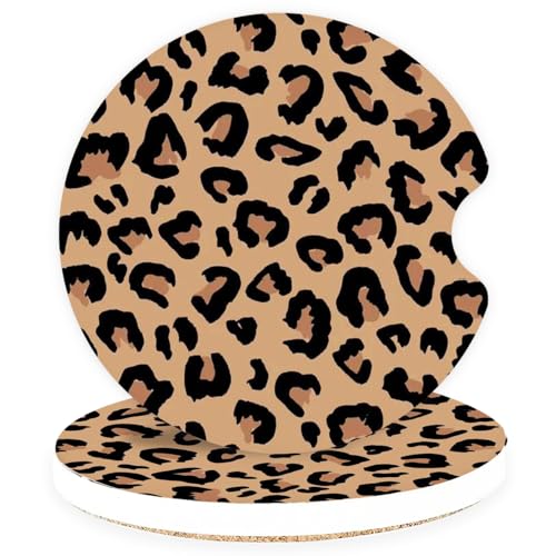Ceramic Car Coasters – Absorbent Car Cup Holder Coaster Set for Women, Cute Aesthetic Car Accessories for Girls, 2 Pack (Chocolate Brown) - color: Chocolate Brown