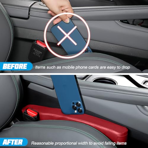 Mandark Car Seat Gap Filler, 2PCS Leather Vehicle Gap Stopper to Fill Between Seat and Console, Automotive Crevice Plug Blocker Accessories from Dropping, Universal for SUV, Sedan, Truck (Red) - color: Red