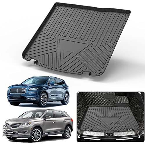 Elsetyler Custom Fit for Cargo Liner 2016-2018 Lincoln MKX/2019-2023 Lincoln Nautilus - Black TPE All Weather Heavy Duty Waterproof Rear Cargo Tray Trunk Floor Mat Protector