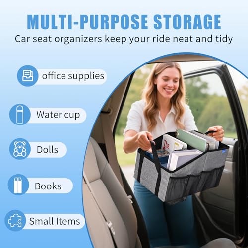 Car Organizer- Car Seat Organizer for Front Seat Back Seat Between Seats, Foldable Car Storage Organizer for Kids Adults with Multi-Pockets-Car Organizers Backseat with Detachable Divider-Gray - color: Gray