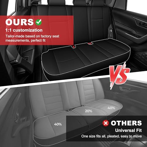 TTX LIGHTING Custom Fit Seat Covers for Toyota RAV4 2019 2020 2021 2022 2023 2024 2025 SE, LE,XLE,XLE Premium, Limited, Base, Full Set Waterproof Premium Faux Leather Airbag Compatible Black - size: 12.RAV4 2019-2025(Gas only) 5 Seat Full Set