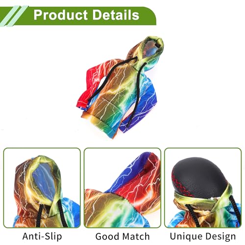 Universal 11x15.5cm/4.33"x6.1" Gear Shift Knob Cover Anti-Slip Stick Shifting Handle Protector Polyester 1 Pc Lightning Hoodie Style Colorful