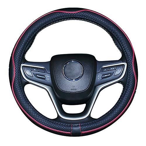 Mayco Bell Small Size Steering Wheel Cover Anti-Slip,Safety,Soft,Breathable,Durable,Full Surround,Comfortable Grip Microfiber Leather (14-14.25 inch,Black Red) - color: Black Red, size: 14''-14.25''