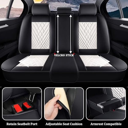 Car Seat Covers Full Set for KIA Sportage 2002-2026, Waterproof Nappa Leather Car Seat Cover, Full Coverage Car Seat Covers Sets(5 Seats/Black White)