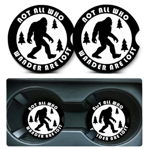 Car Coasters for Cup Holders,2 Pack Bigfoot Car Cup Holder Coasters,2.75" Universal Size Anti Slip Rubber Mat,Automotive Cup Holder Decal Decor Big Foot Sasquatch Gifts for Men,Women,Dad,Grandpa - color: Ape Man
