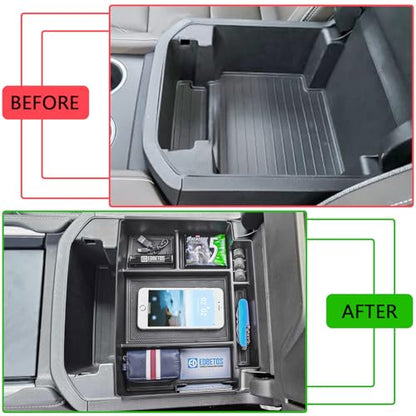 EDBETOS Power Sliding Console Organizer Compatible with 2021-2024 2025 2026 Chevy Tahoe Suburban/GMC Yukon Accessories Armrest Box Insert Tray,(NOT Fit Standard Console with charging socket),Black