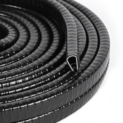 Universal Car Door Guards 66Ft(20M), Rubber U Shape Edge Trim Protection Strip, Black No-Glue Design Fits Most Vehicles - size: 66FT