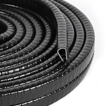 Universal Car Door Guards 66Ft(20M), Rubber U Shape Edge Trim Protection Strip, Black No-Glue Design Fits Most Vehicles - size: 66FT
