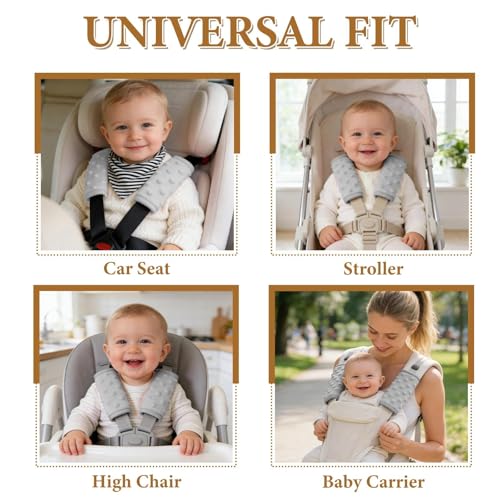 2 Pack Car Seat Strap Pads for Babies, Soft Car Seat Shoulder Strap Covers for Baby Child Kids, Gray - color: Gray