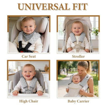 2 Pack Car Seat Strap Pads for Babies, Soft Car Seat Shoulder Strap Covers for Baby Child Kids, Gray - color: Gray