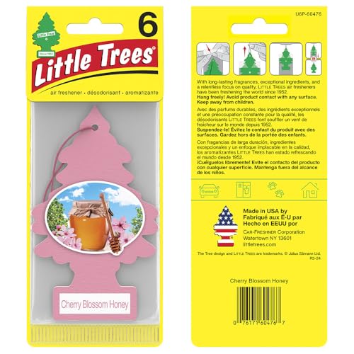 LITTLE Air Fresheners Car Air Freshener. Hanging Tree Provides Long Lasting Scent for Auto or Home. Cherry Blossom, 24 Air Fresheners (Pack of 6) - size: 4 Count (Pack of 36)
