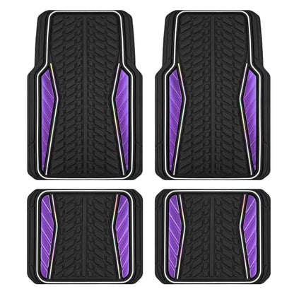 PIC AUTO Car Floor Mats, Purple Aluminum-Molded with Full-Circle Iridescent Inlay Strip Car Mats, Universal-Fit Rubber Mats for Cars, Trucks & SUVs, All-Weather, Non-Slip, Easy-to-Clean Interior Mats - color: Purple