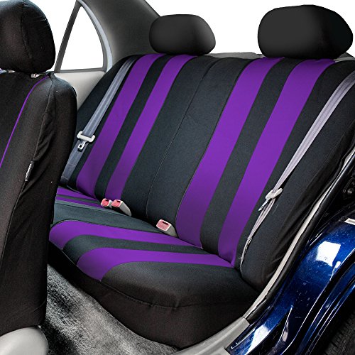 FH Group Three Row 7 Seater Striking Striped Full Set Car Seat Covers, Airbag Compatible & Split Ready – Universal Fit for Cars Trucks & SUVs Purple