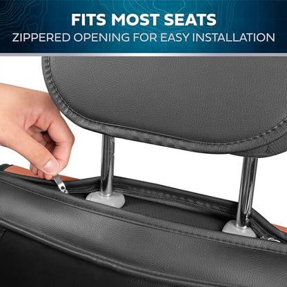 Classic Edition Seat Covers, Premium Faux Leather Seat Covers for Cars Trucks Vans SUV, Semi Custom Fit Car Seat Covers Front Seats Only, Automotive Interior Cover - Black & Red Brown - color: Black/Brown Front Seats