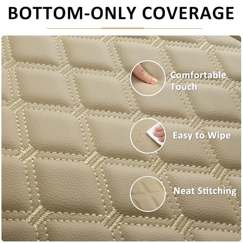 Black Panther 1 Pair of PU Car Seat Covers, Full Wrapping Front Bottom Seat Protector Compatible with 95% Vehicles, Anti-Slip (W 21.26''×D 20.86”), Beige - color: Front Pair Beige