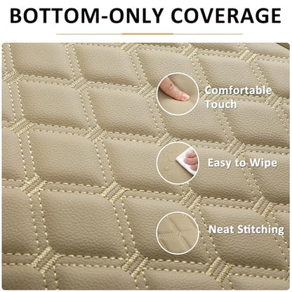 Black Panther 1 Pair of PU Car Seat Covers, Full Wrapping Front Bottom Seat Protector Compatible with 95% Vehicles, Anti-Slip (W 21.26''×D 20.86”), Beige - color: Front Pair Beige