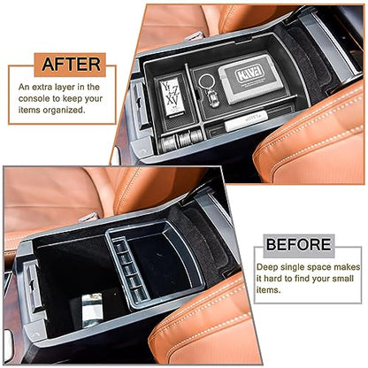 HGWEI Center Console Organizer Tray Compatible with Subaru Ascent 2019-2026 Insert Tray Storage Accessories Armrest Box Secondary Storage, ABS Material Interior Storage Box with Coin Holder, Black