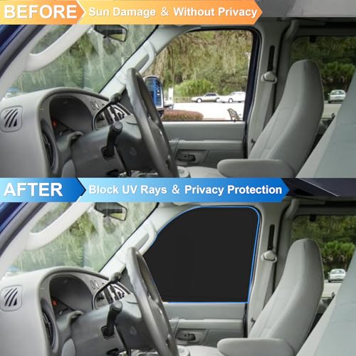 Front Side Window Sun Shade for 1996-2025 Chevy Express Cargo Van Accessories, Foldable Window Sunshade Sun Visor Protector, Side Window Shades Sun Shield Blocks UV Rays Heat, Pack of 2 - size: Silver & Black-Fit 1996-2025 Chevy Express Window