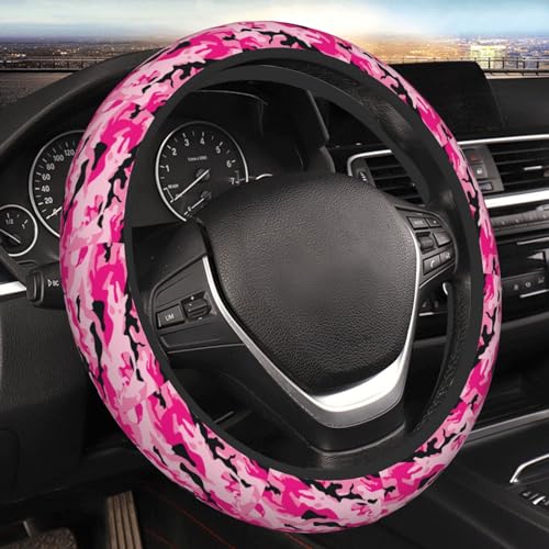 Camouflage Camo Pink Universal Steering Wheel Covers, Cute Car Accessories for Women Girls Car Truck - color: Camouflage Camo Pink