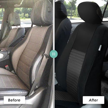 FH Group Trendy Elegance 3D Air Mesh Car Seat Covers - Universal Fit, Washable Seat Cover for SUV, Sedan, Van, Black, Full Set