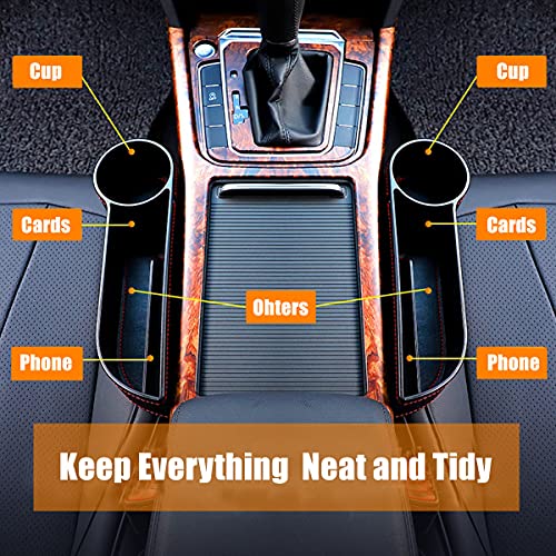 Car Seat Gap Filler Organizer Between Front seat car Organizer and Storage Box, Auto Premium PU Leather Console with Cup Holder, Car Pocket for Interior Essentials (for Driver Side)