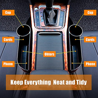 Car Seat Gap Filler Organizer Between Front seat car Organizer and Storage Box, Auto Premium PU Leather Console with Cup Holder, Car Pocket for Interior Essentials (for Driver Side)