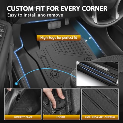 Floor Mats for 2021-2025 2026 Chevy Chevrolet Suburban/GMC Yukon XL 7 Seats Accessories, All Weather TPE Cargo Liner Seat Back Covers with Door Sill Guards Protectors,Full Coverage Set - size: 2)Chevy Suburban/GMC Yukon XL 7S｜21-26｜Full Set